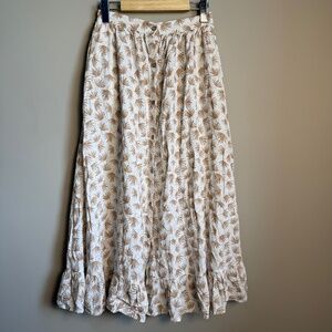 Rylee + Cru Womens Linen Blend Tropical Maxi Skirt Size Small Boho Beach Palm